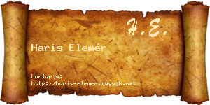 Haris Elemér névjegykártya